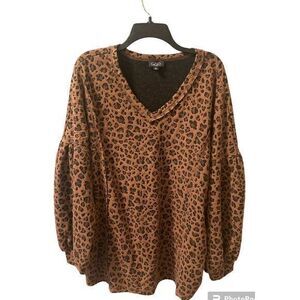 GiGio USA Knit Top‎ Leopard Animal Print Balloon Sleeve M Oversized Mobwife